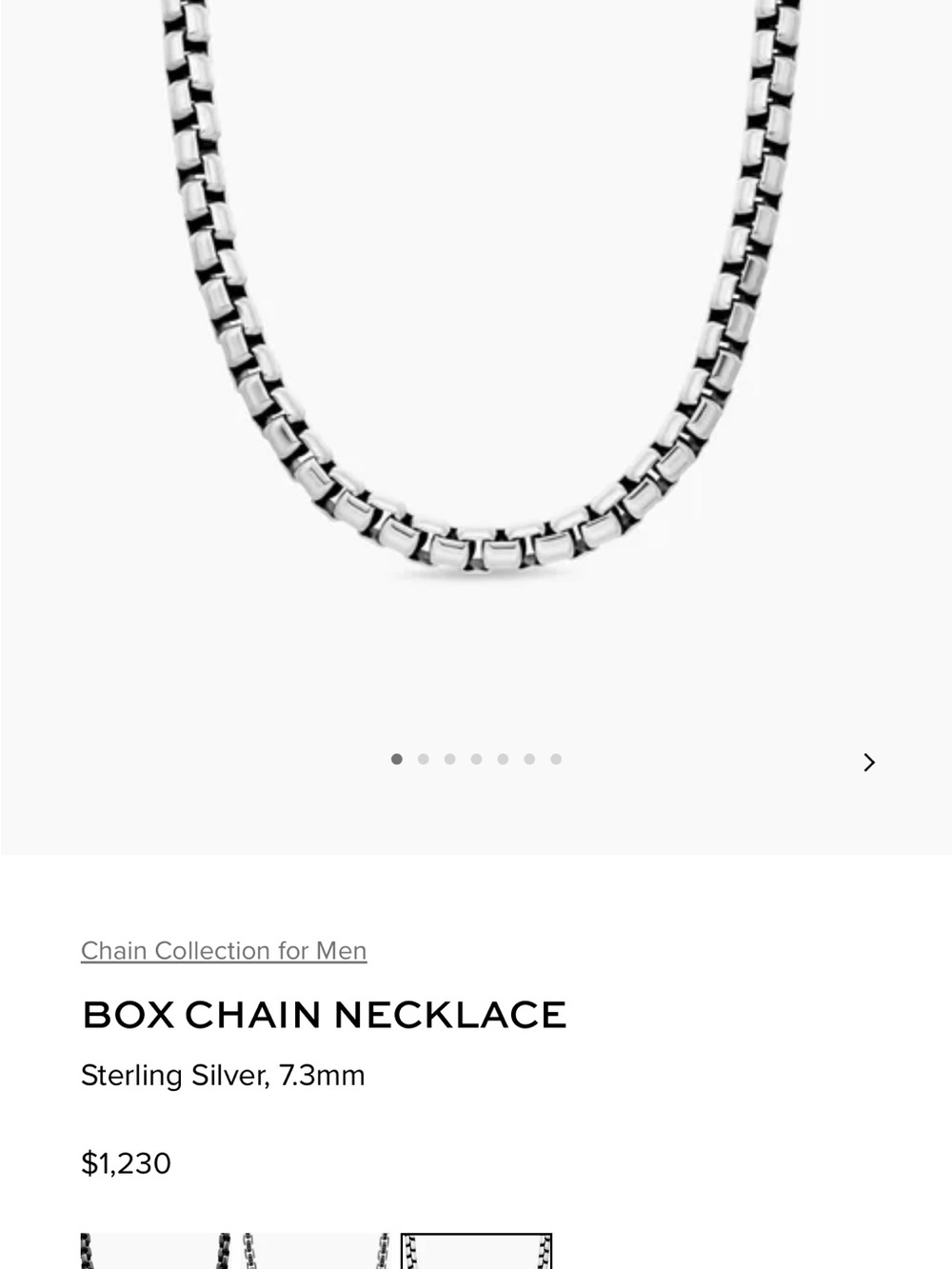 David Yurman Sterling Silver Box Chain Necklace - Silver